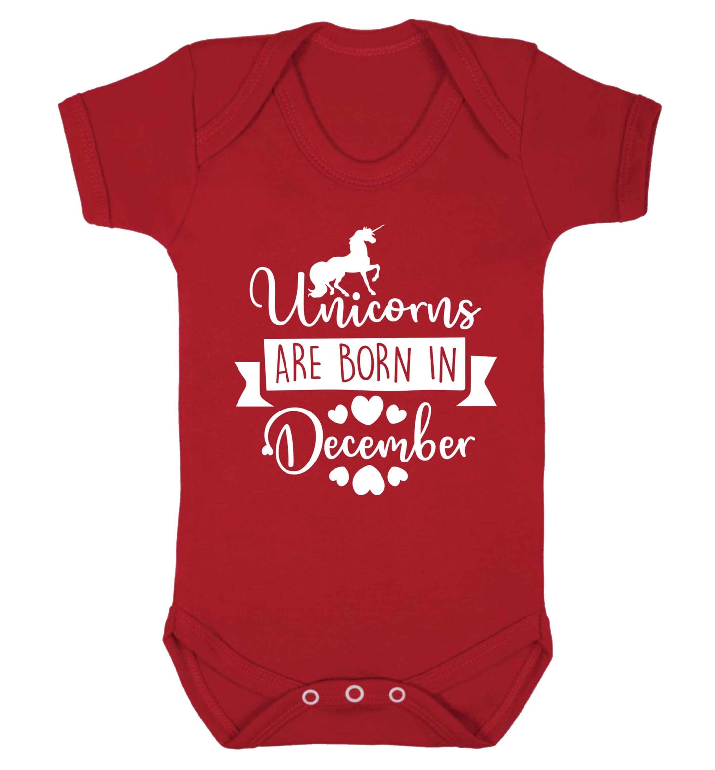 Unicorns are born in December Baby Vest red 18-24 months