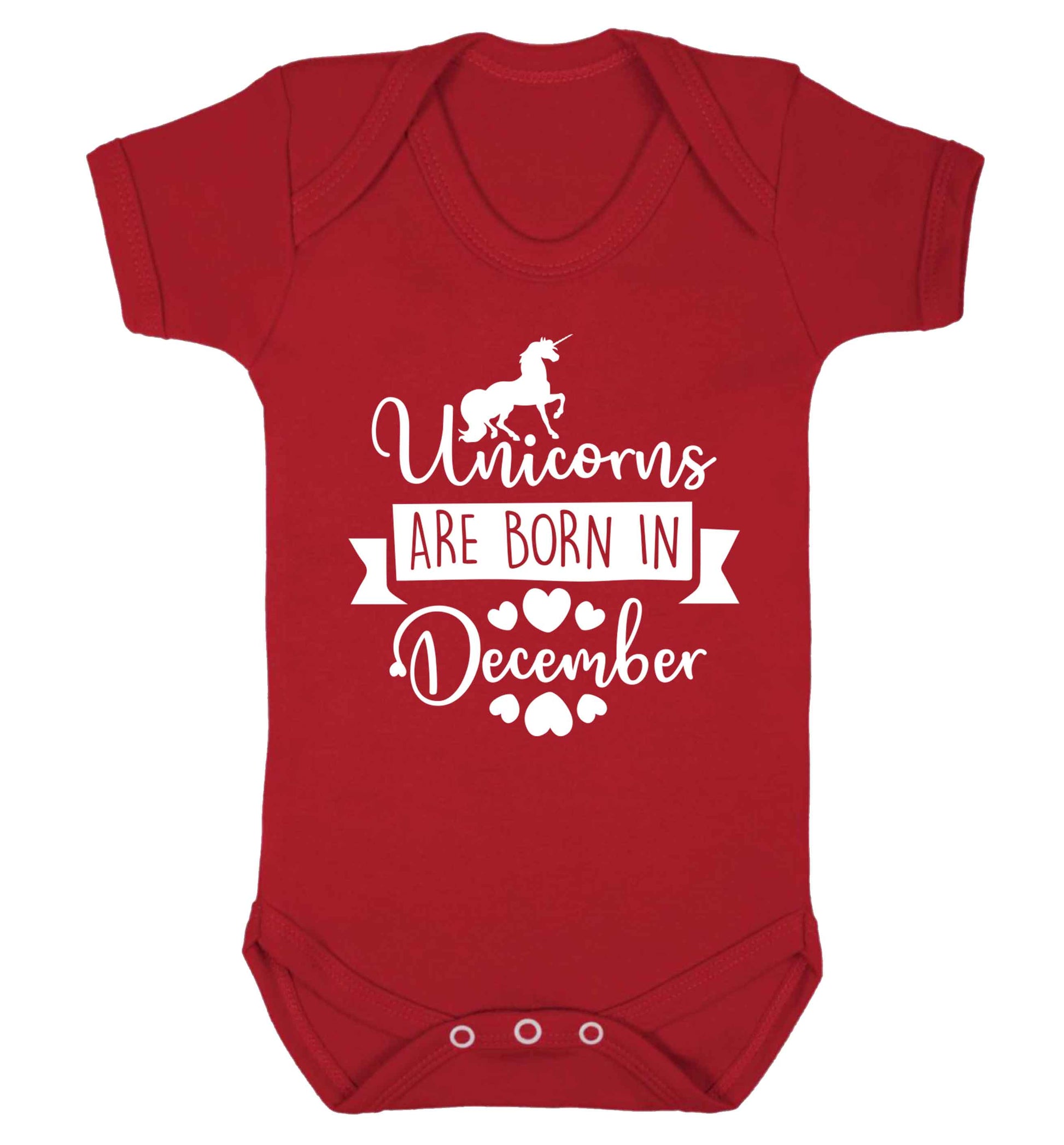 Unicorns are born in December Baby Vest red 18-24 months