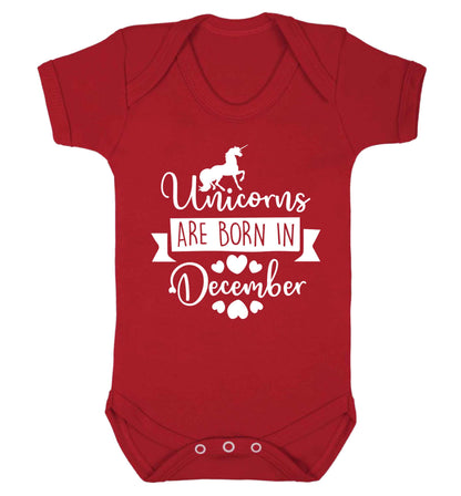 Unicorns are born in December Baby Vest red 18-24 months