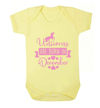 Unicorns are born in December Baby Vest pale yellow 18-24 months