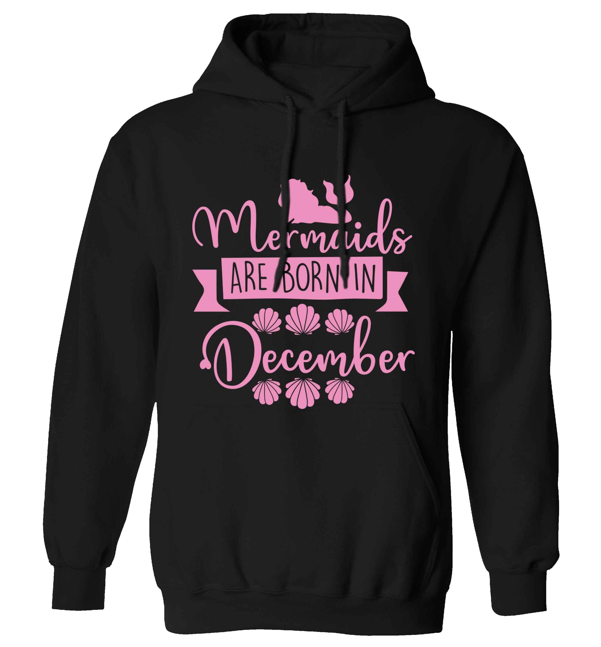 Mermaids are born in December adults unisex black hoodie 2XL