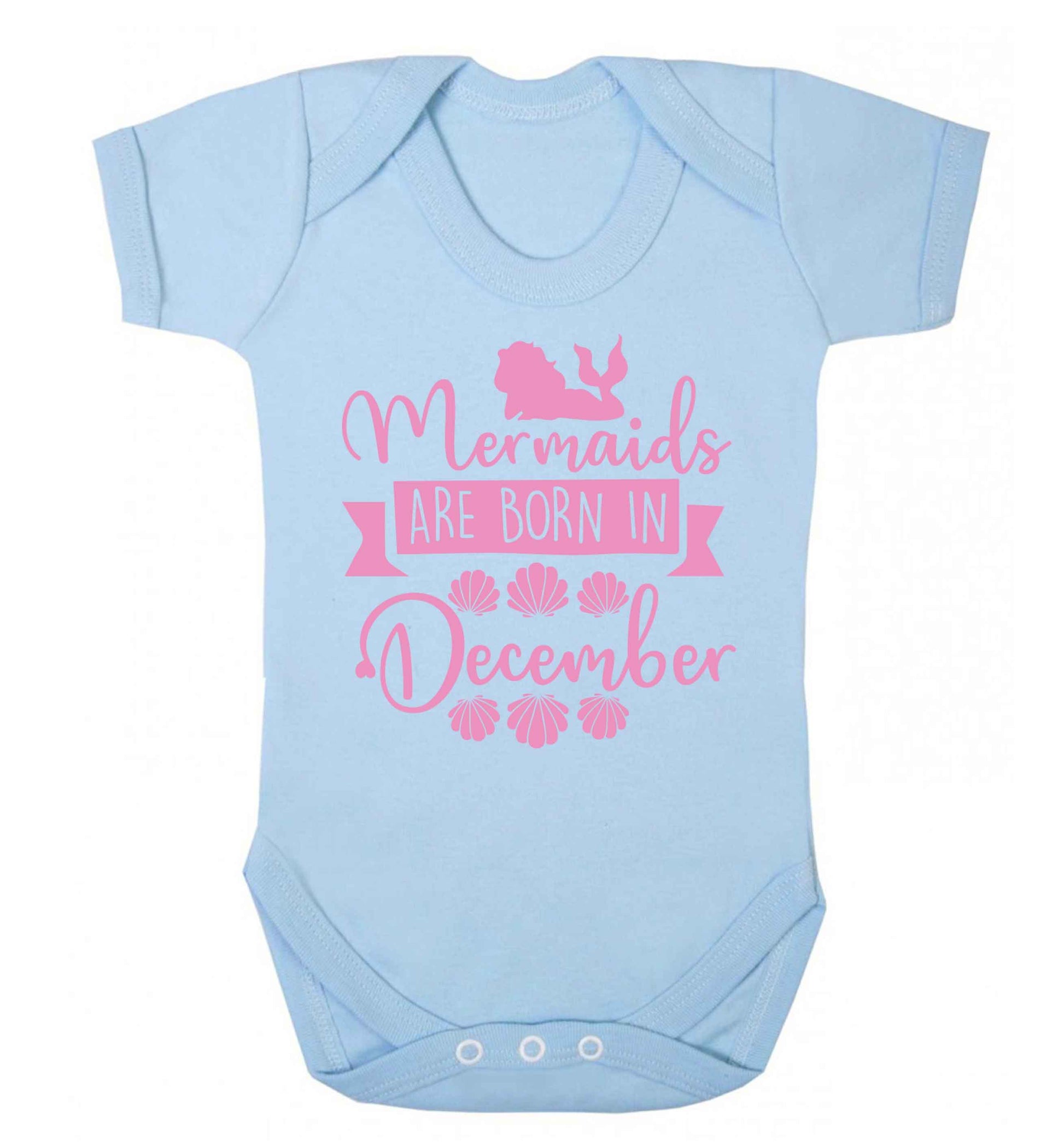 Mermaids are born in December Baby Vest pale blue 18-24 months