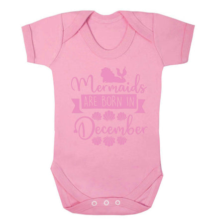 Mermaids are born in December Baby Vest pale pink 18-24 months