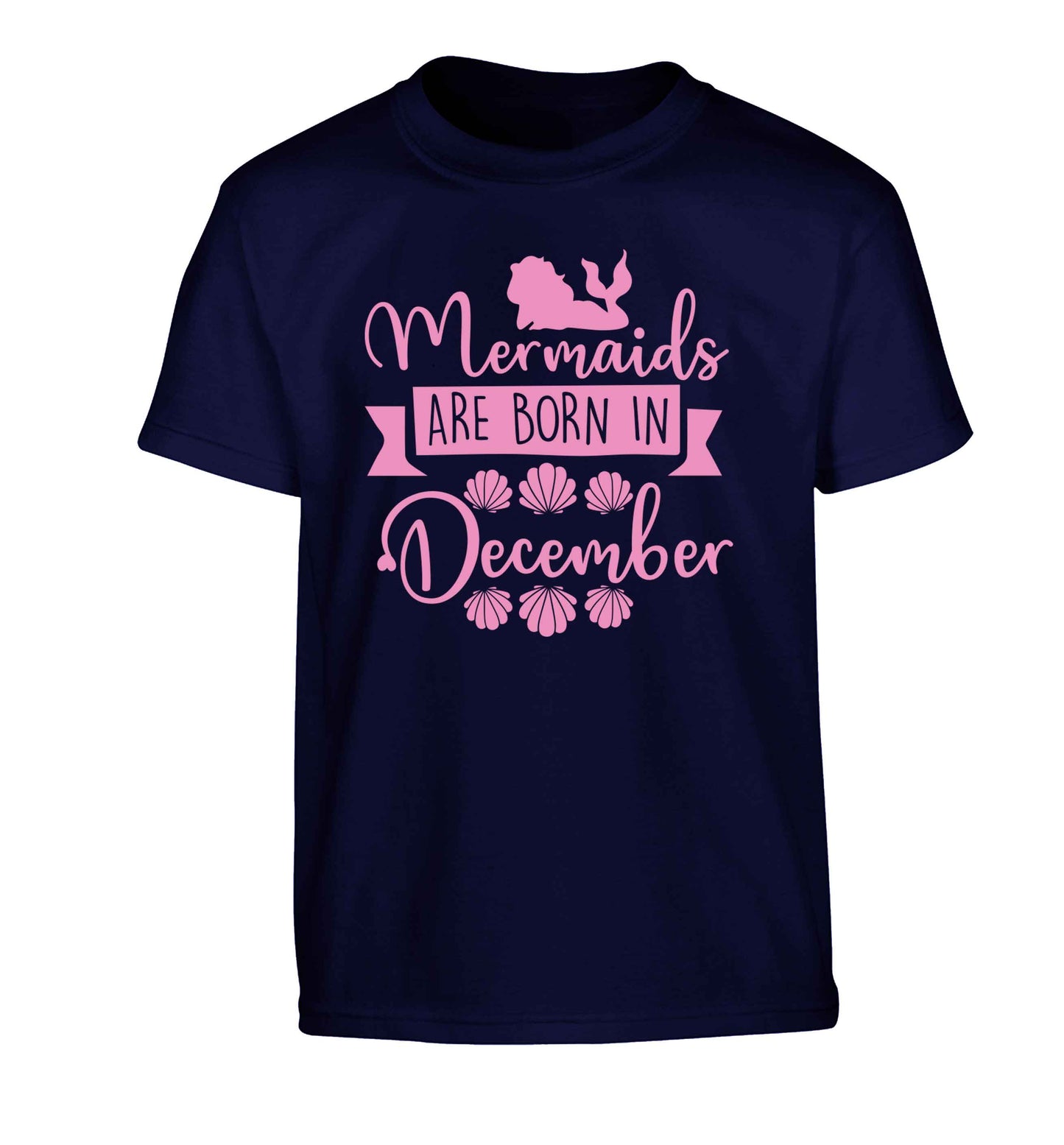 Mermaids are born in December Children's navy Tshirt 12-13 Years