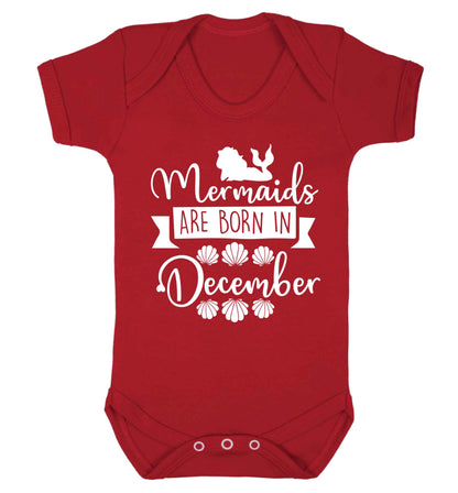 Mermaids are born in December Baby Vest red 18-24 months