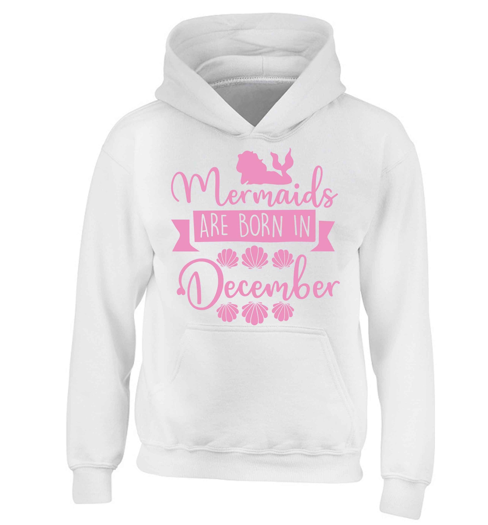 Mermaids are born in December children's white hoodie 12-13 Years