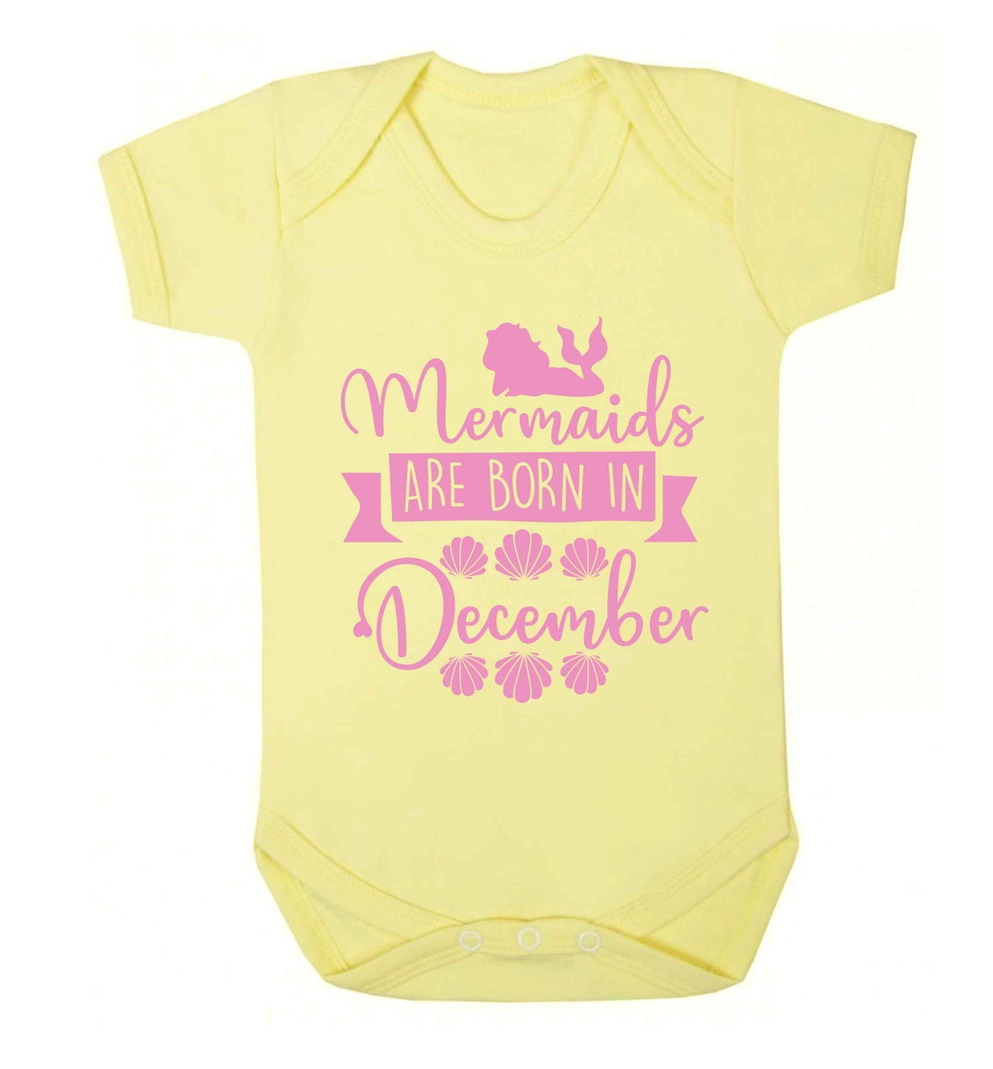Mermaids are born in December Baby Vest pale yellow 18-24 months