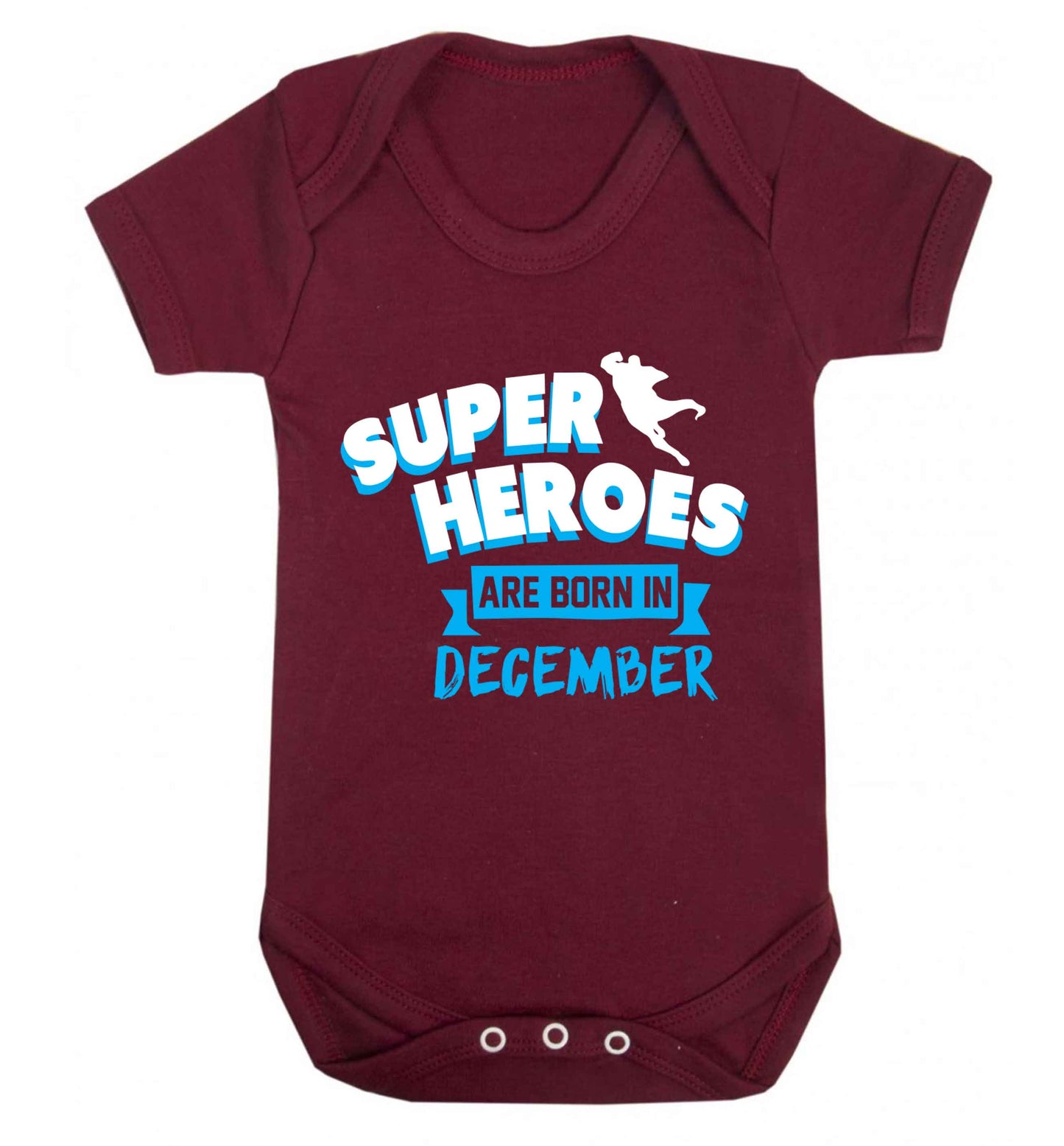 Superheroes are born in December Baby Vest maroon 18-24 months