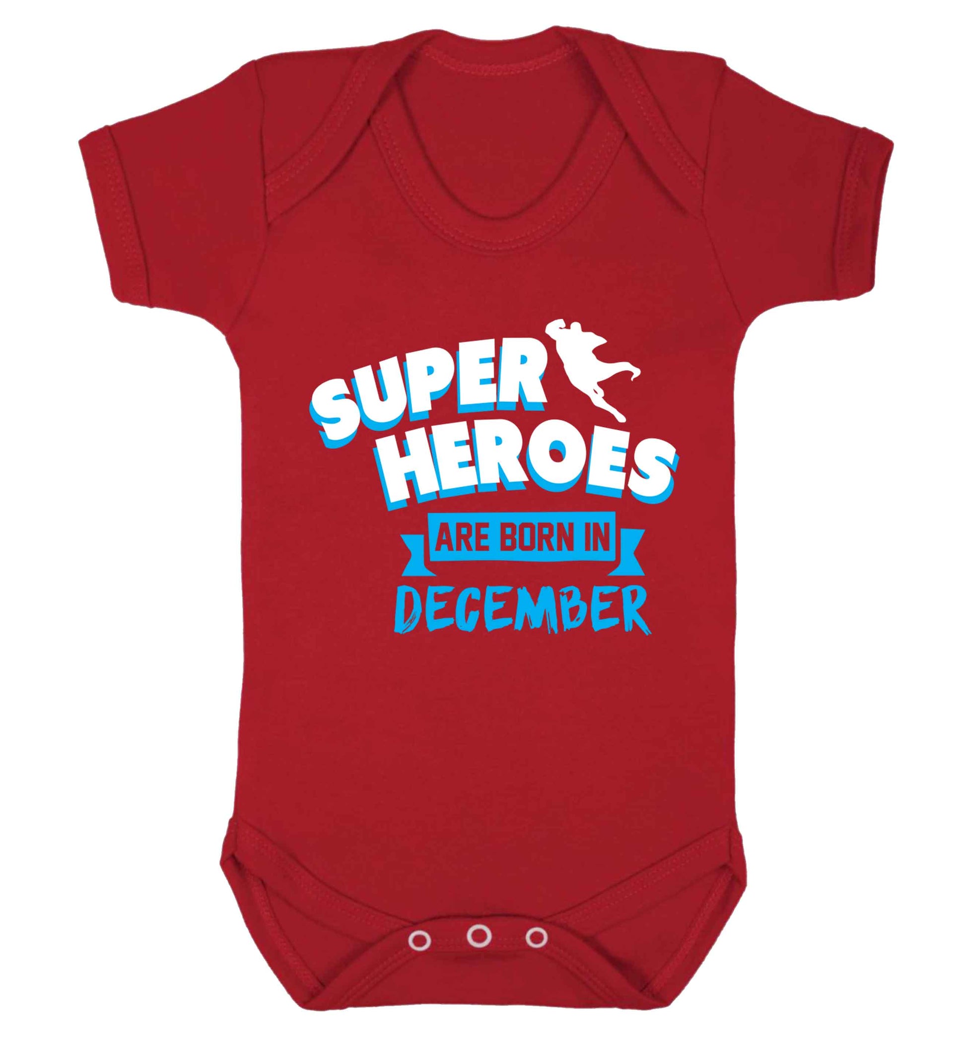 Superheroes are born in December Baby Vest red 18-24 months