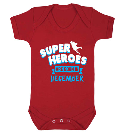 Superheroes are born in December Baby Vest red 18-24 months