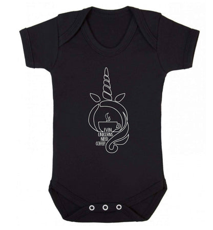 Unicorns need coffee too Baby Vest black 18-24 months