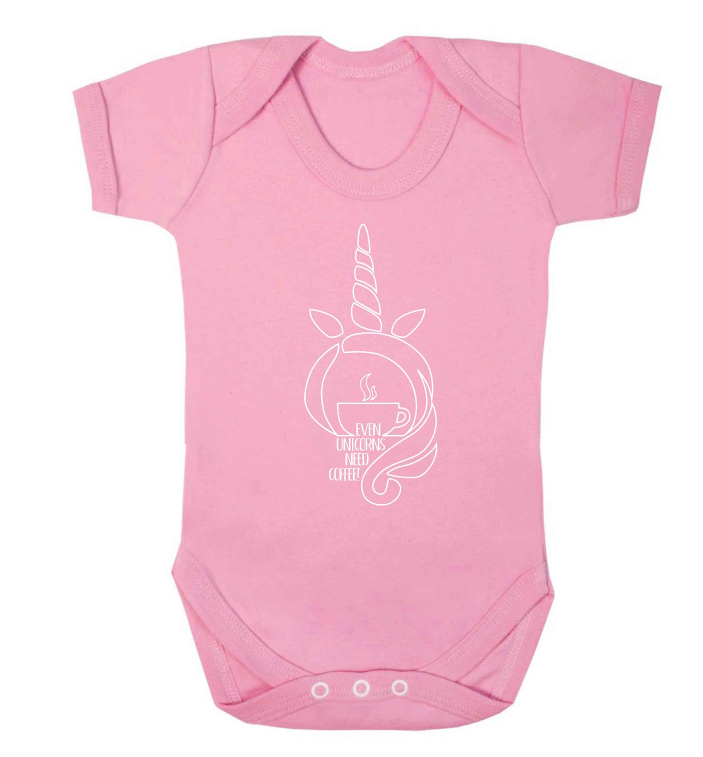 Unicorns need coffee too Baby Vest pale pink 18-24 months