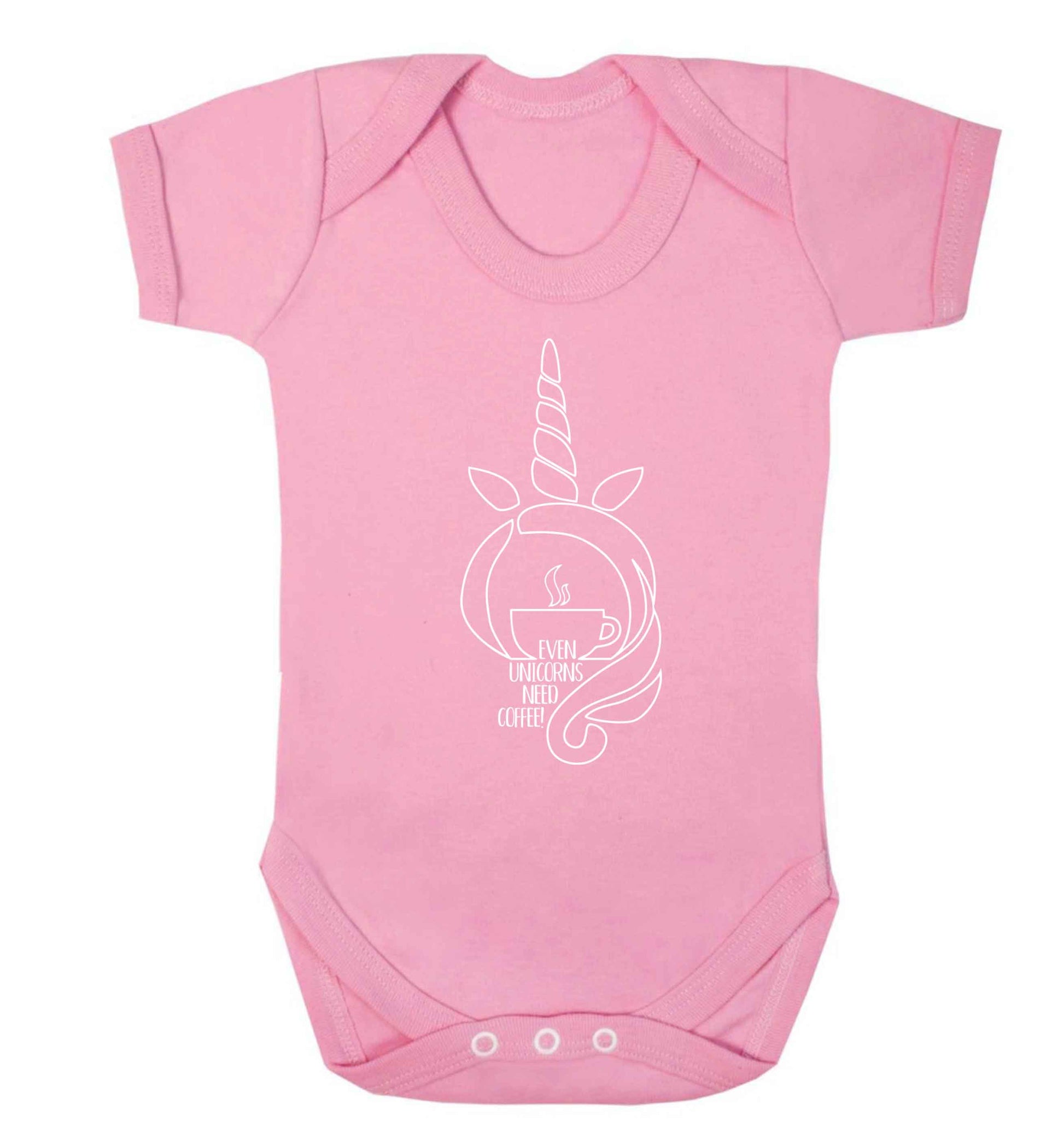 Unicorns need coffee too Baby Vest pale pink 18-24 months