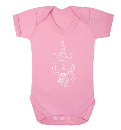 Unicorns need coffee too Baby Vest pale pink 18-24 months
