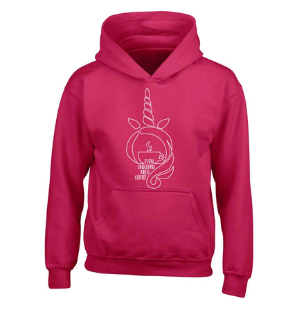 Unicorns need coffee too children's pink hoodie 12-13 Years