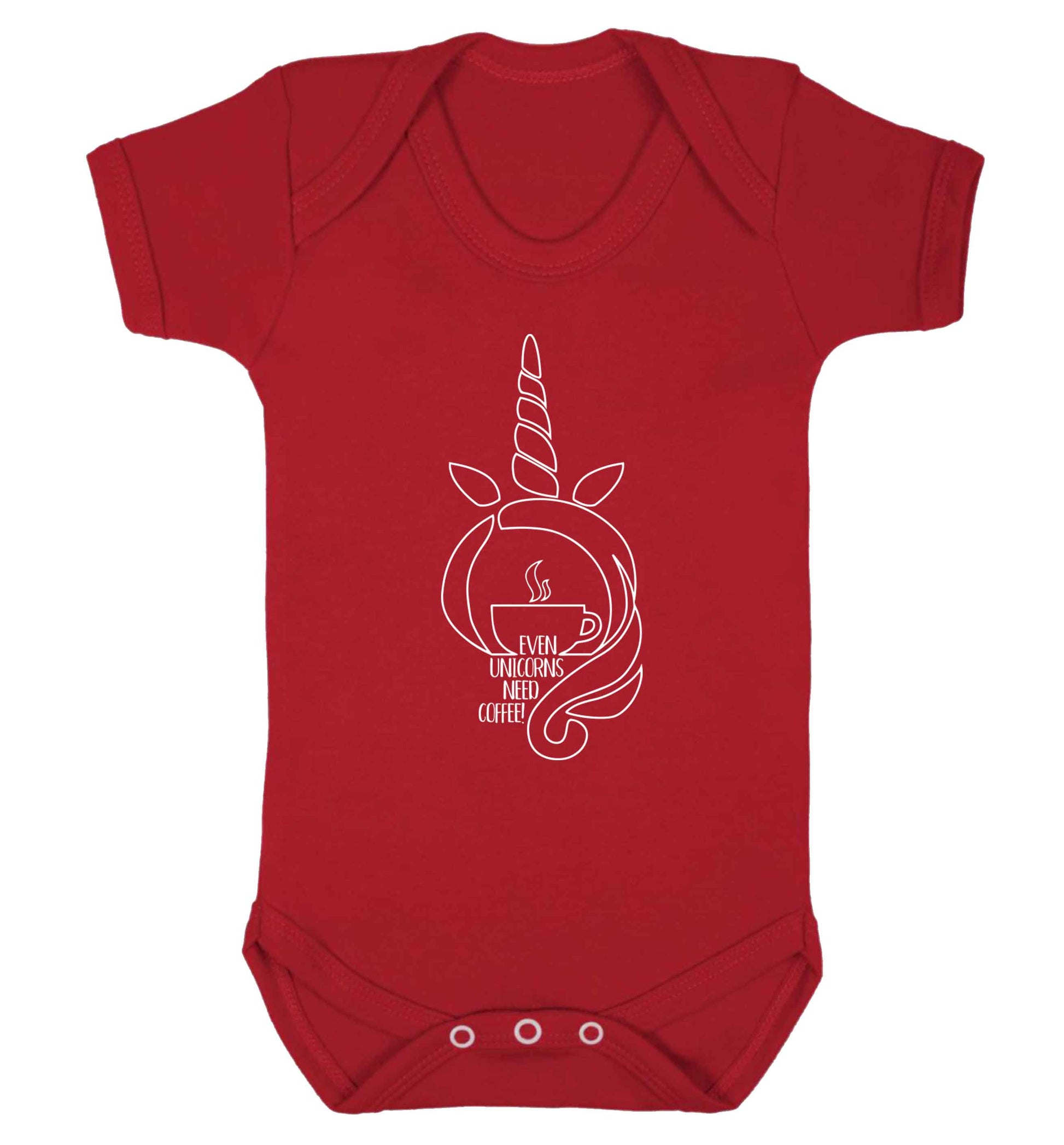 Unicorns need coffee too Baby Vest red 18-24 months