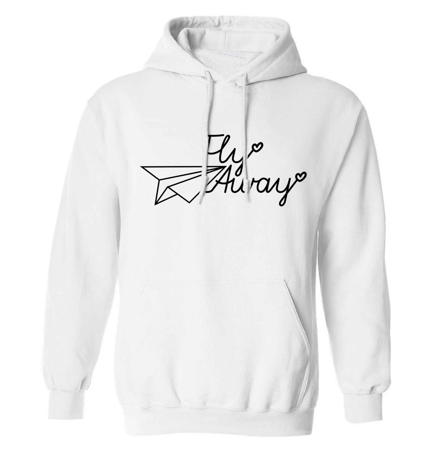 Fly away adults unisex white hoodie 2XL
