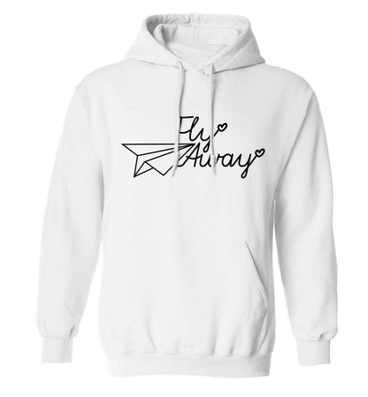 Fly away adults unisex white hoodie 2XL