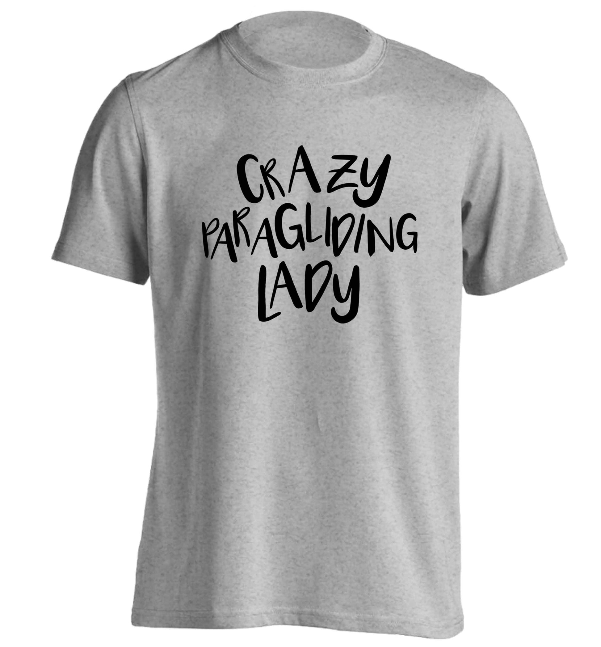 Crazy paragliding lady adults unisex grey Tshirt 2XL