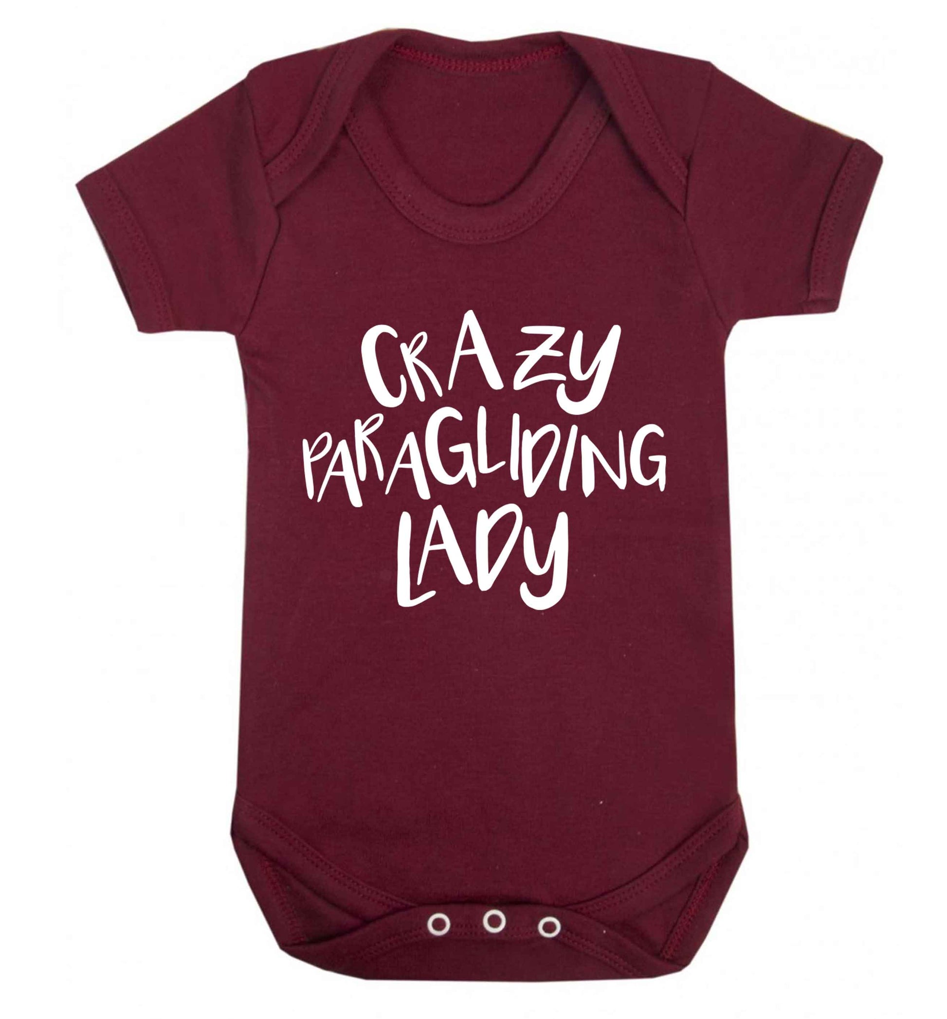 Crazy paragliding lady Baby Vest maroon 18-24 months