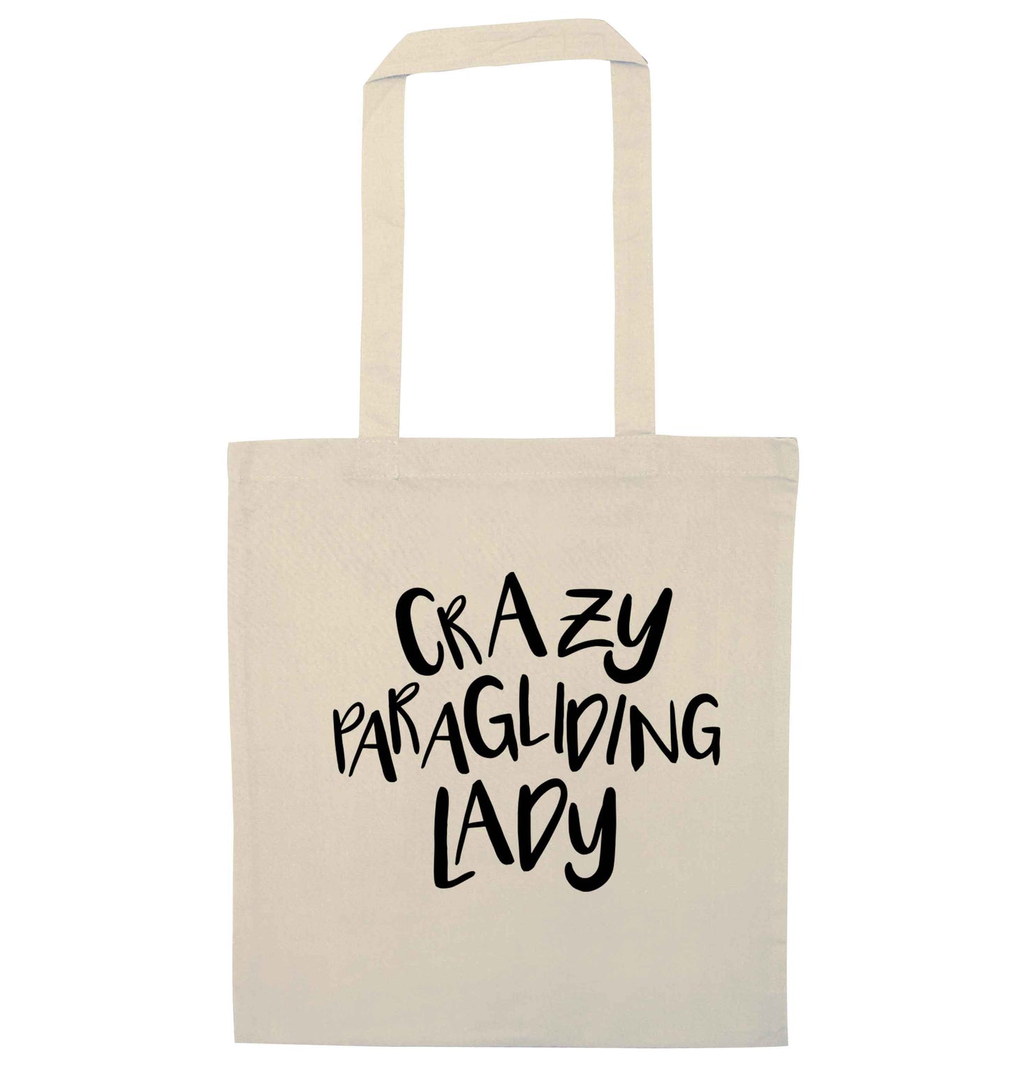 Crazy paragliding lady natural tote bag