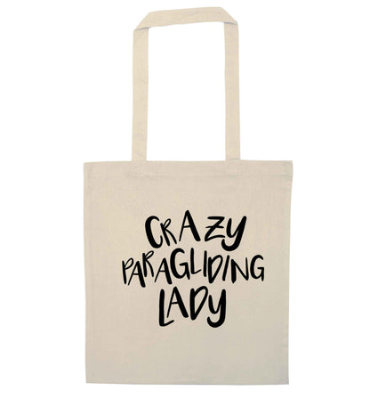 Crazy paragliding lady natural tote bag