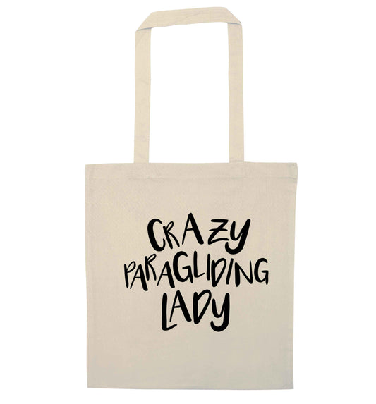 Crazy paragliding lady natural tote bag