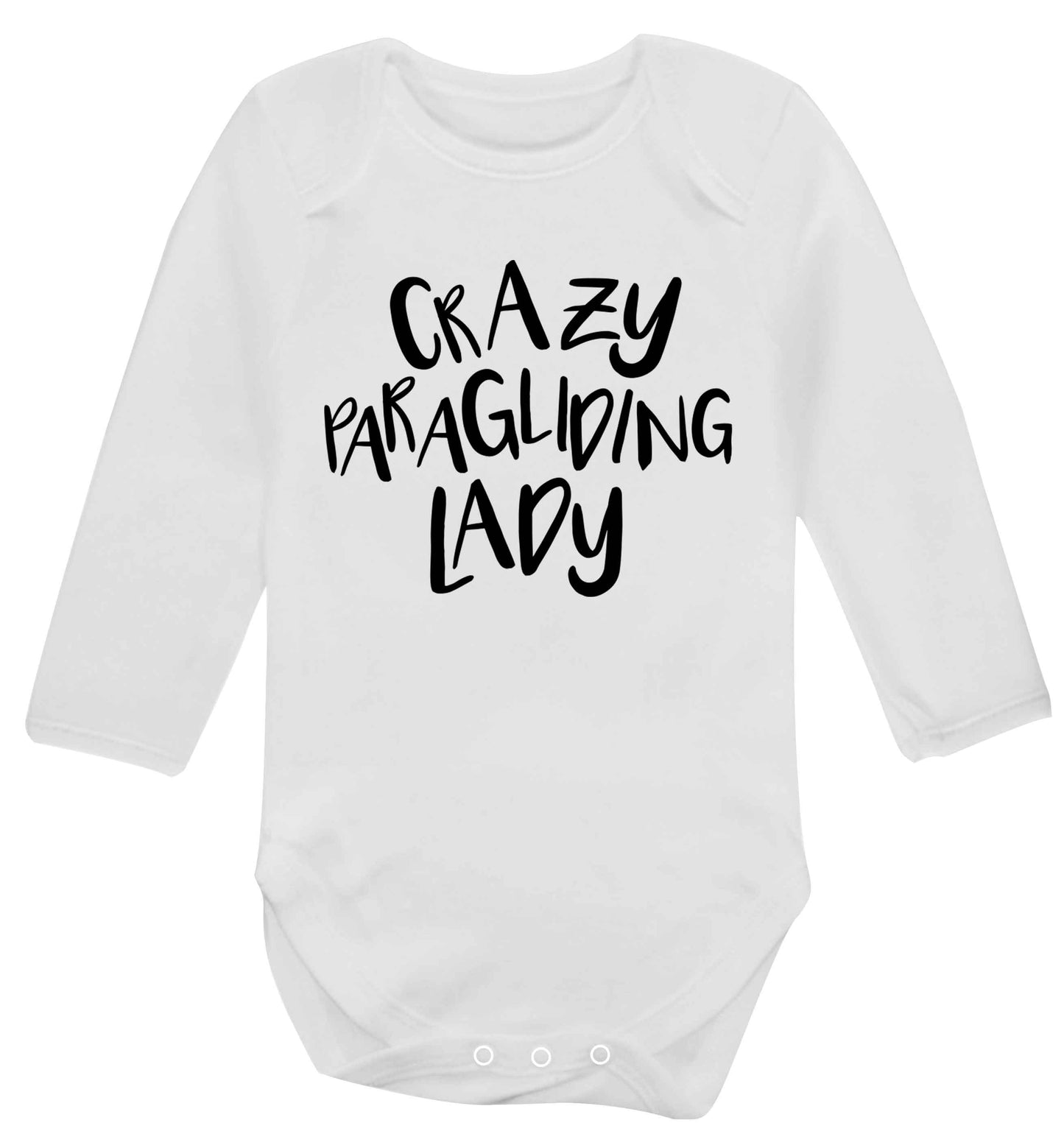 Crazy paragliding lady Baby Vest long sleeved white 6-12 months