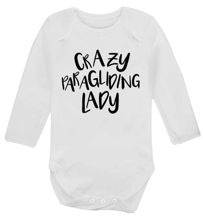 Crazy paragliding lady Baby Vest long sleeved white 6-12 months