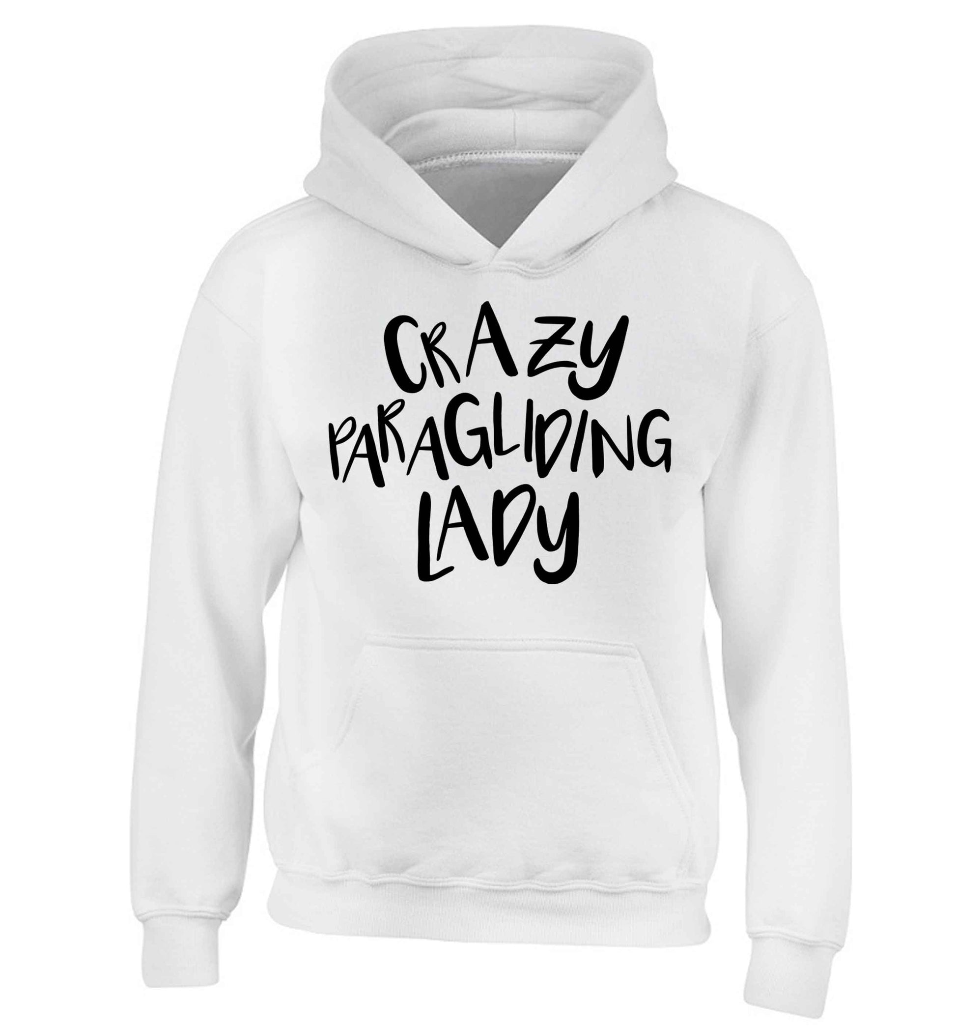 Crazy paragliding lady children's white hoodie 12-13 Years