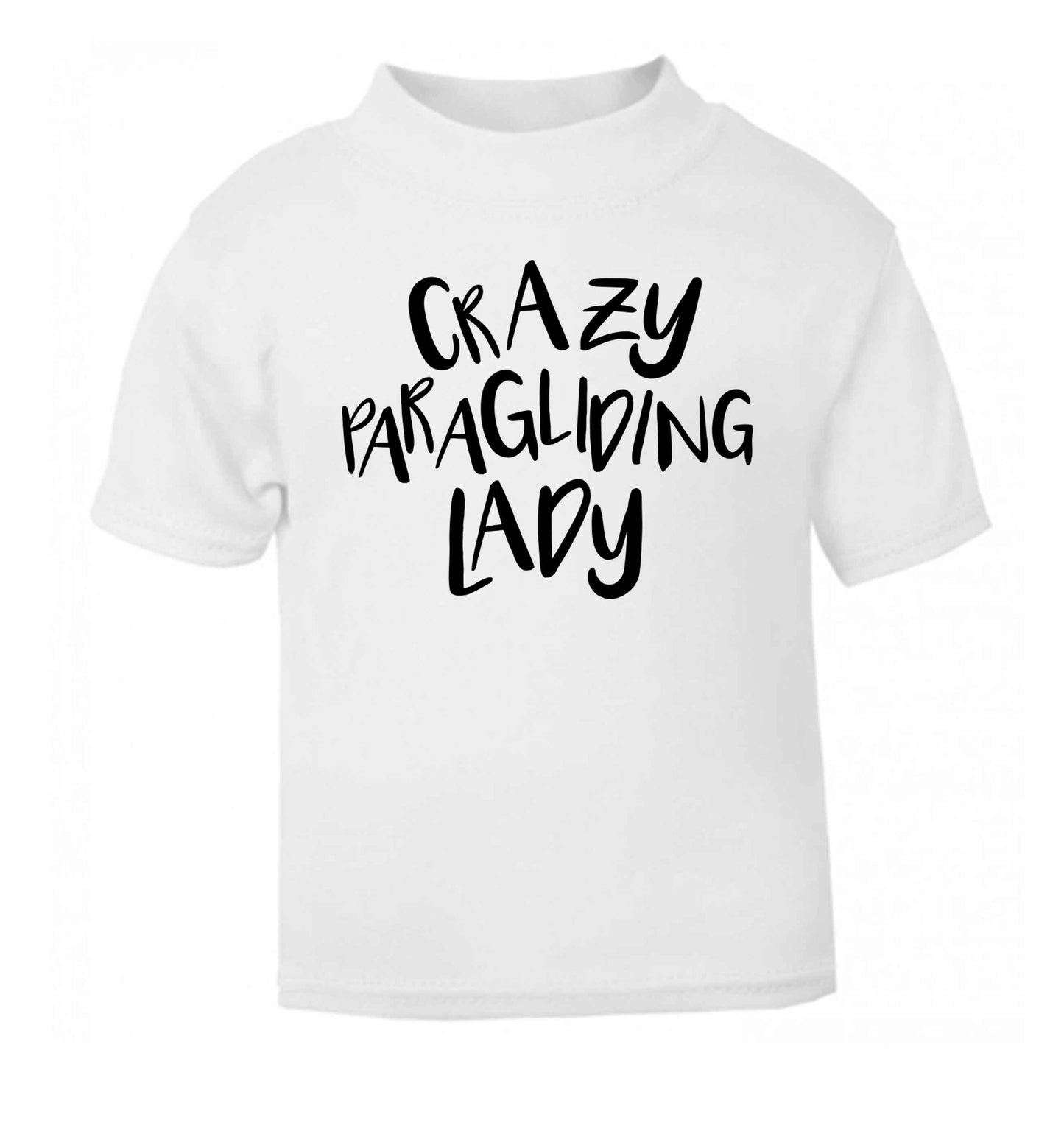 Crazy paragliding lady white Baby Toddler Tshirt 2 Years