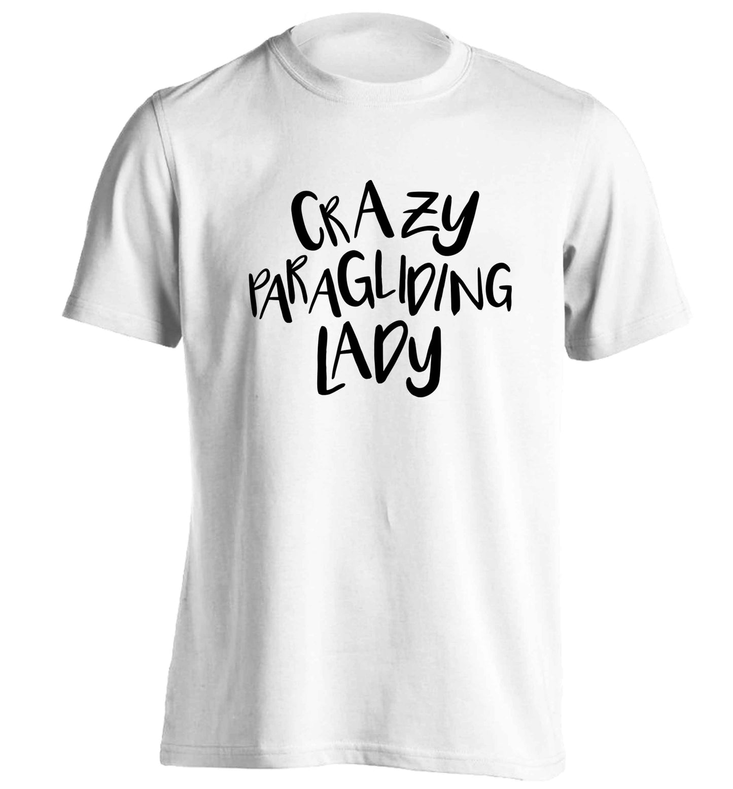 Crazy paragliding lady adults unisex white Tshirt 2XL