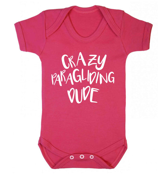 Crazy paragliding dude Baby Vest dark pink 18-24 months