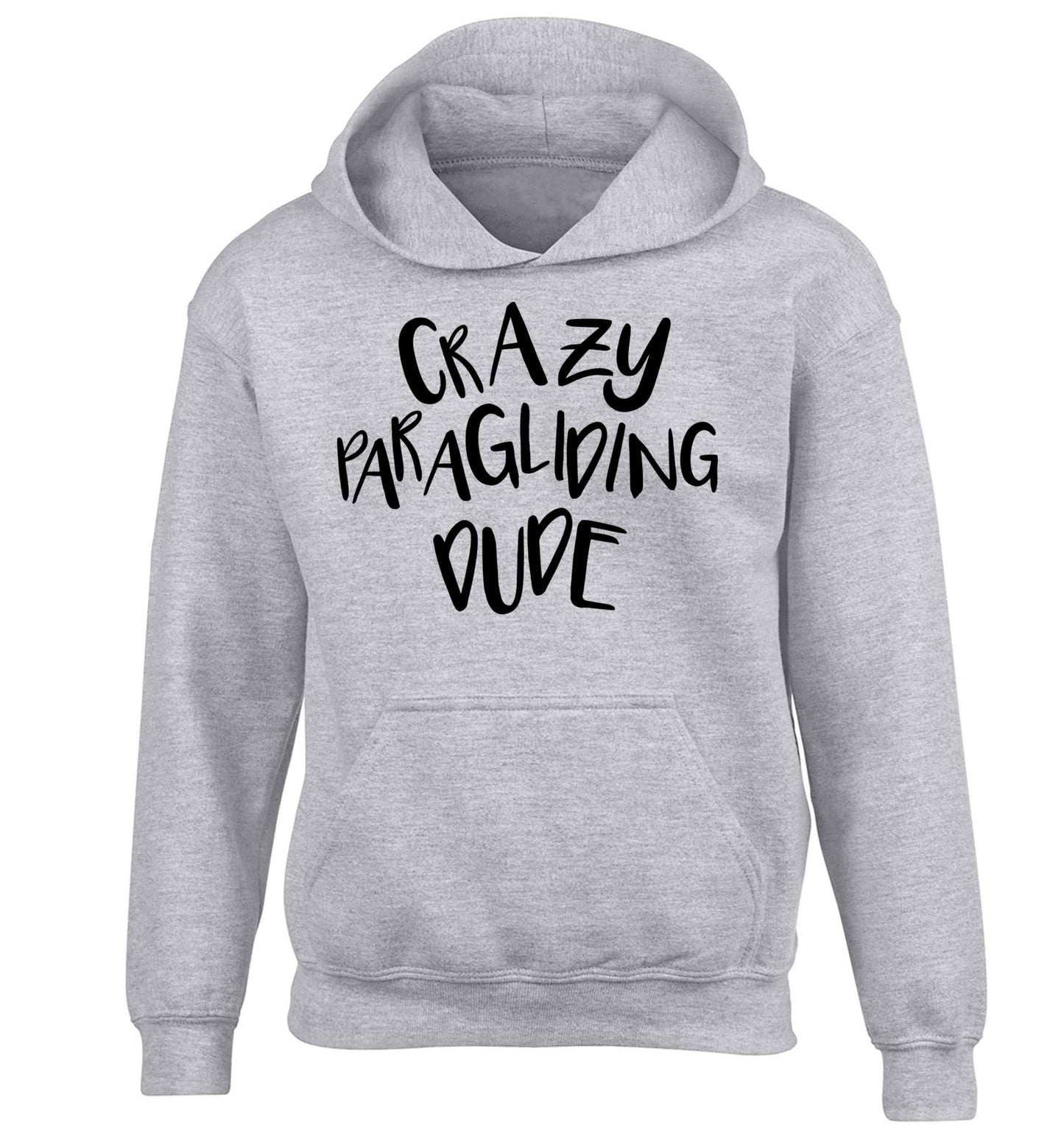 Crazy paragliding dude children's grey hoodie 12-13 Years
