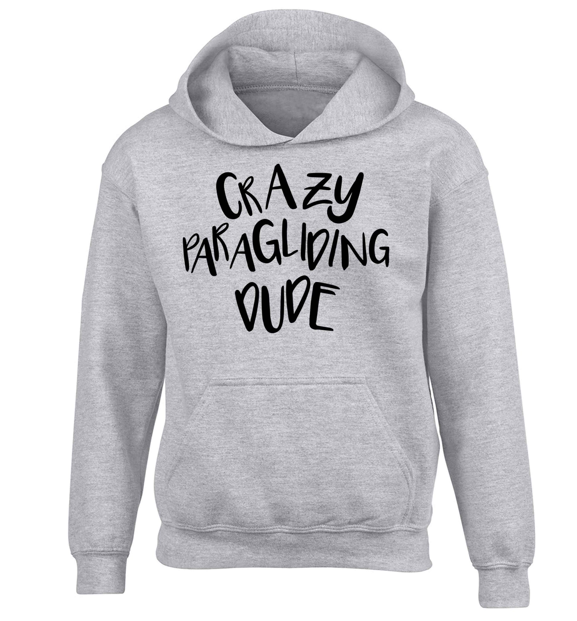 Crazy paragliding dude children's grey hoodie 12-13 Years