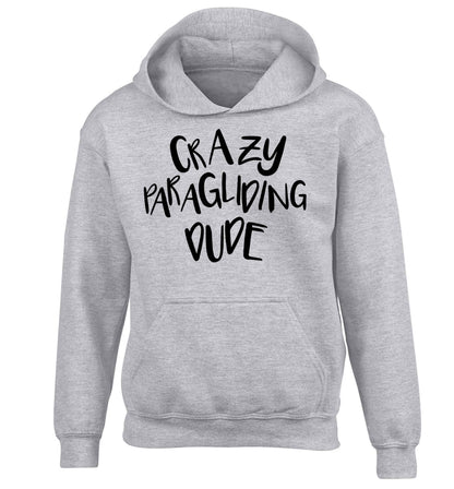Crazy paragliding dude children's grey hoodie 12-13 Years