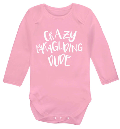 Crazy paragliding dude Baby Vest long sleeved pale pink 6-12 months