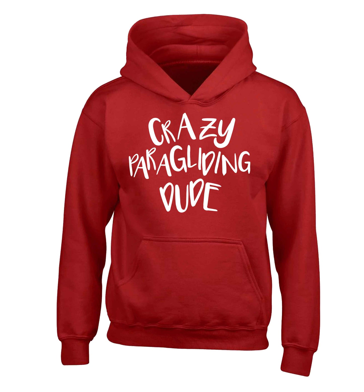 Crazy paragliding dude children's red hoodie 12-13 Years