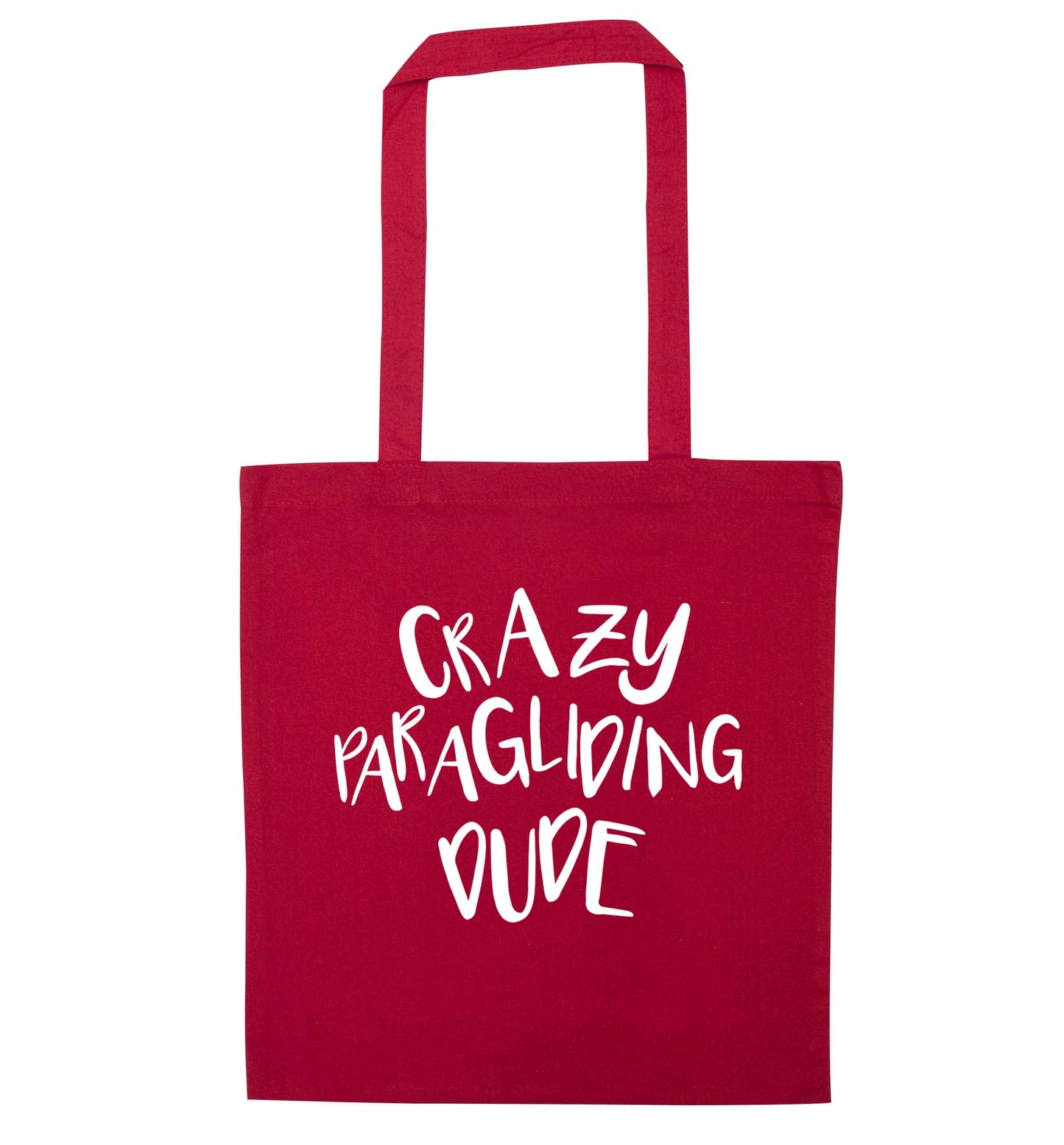 Crazy paragliding dude red tote bag