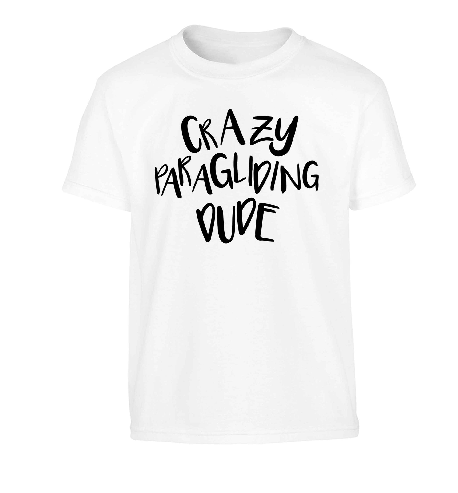 Crazy paragliding dude Children's white Tshirt 12-13 Years