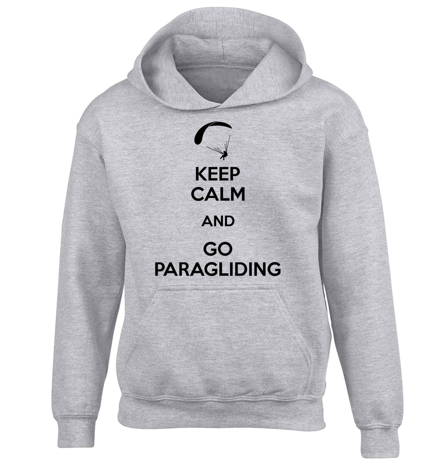 Keep calm and go paragliding children's grey hoodie 12-13 Years