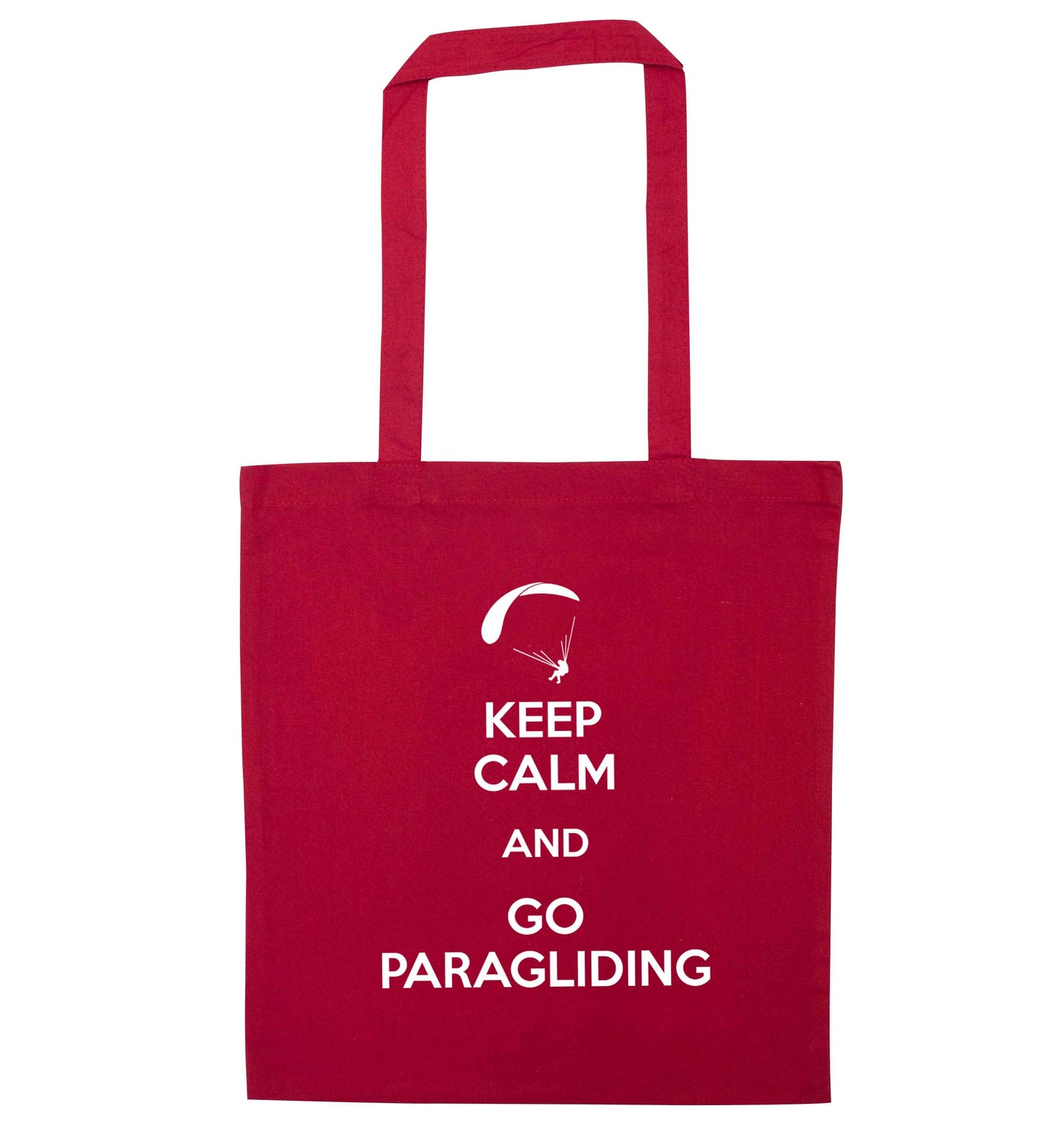 Keep calm and go paragliding red tote bag