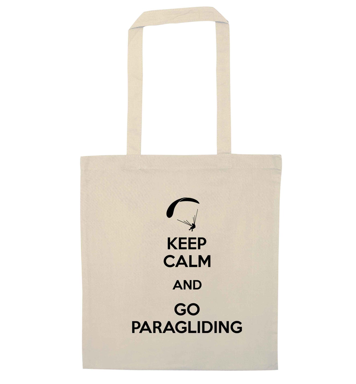 Keep calm and go paragliding natural tote bag