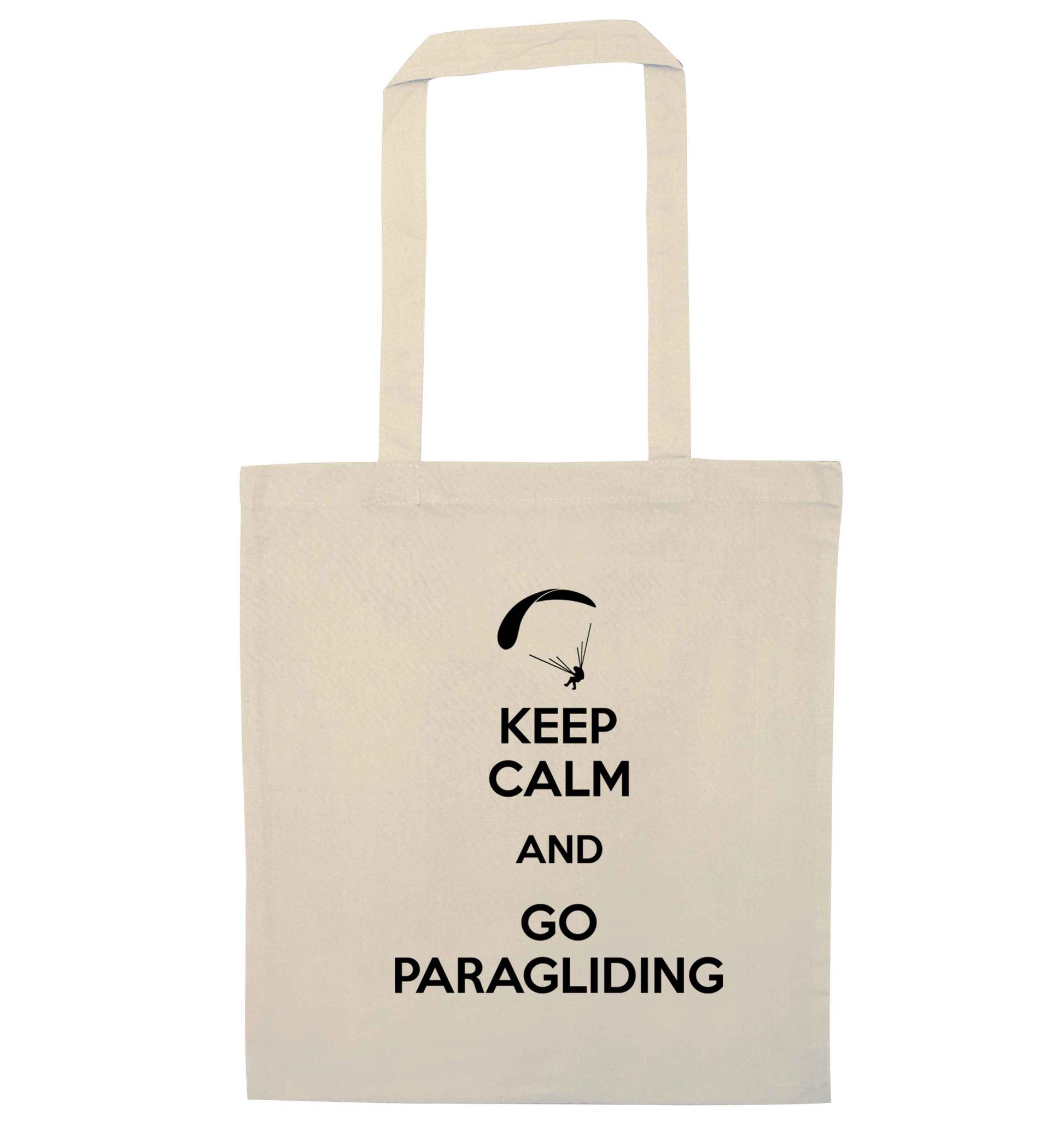 Keep calm and go paragliding natural tote bag