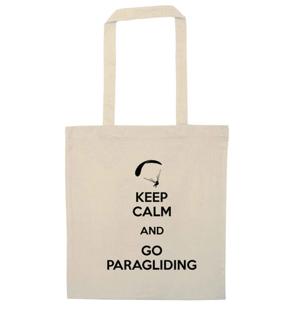 Keep calm and go paragliding natural tote bag