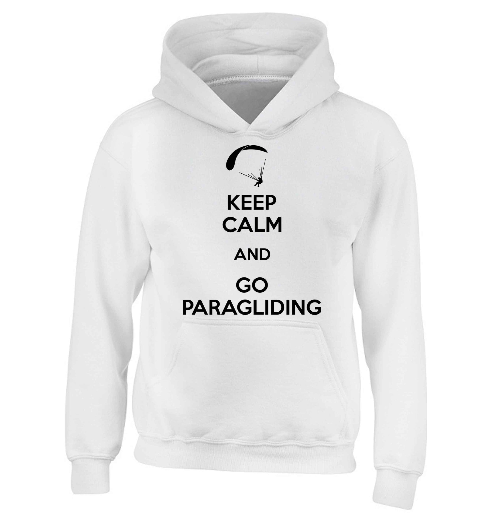 Keep calm and go paragliding children's white hoodie 12-13 Years
