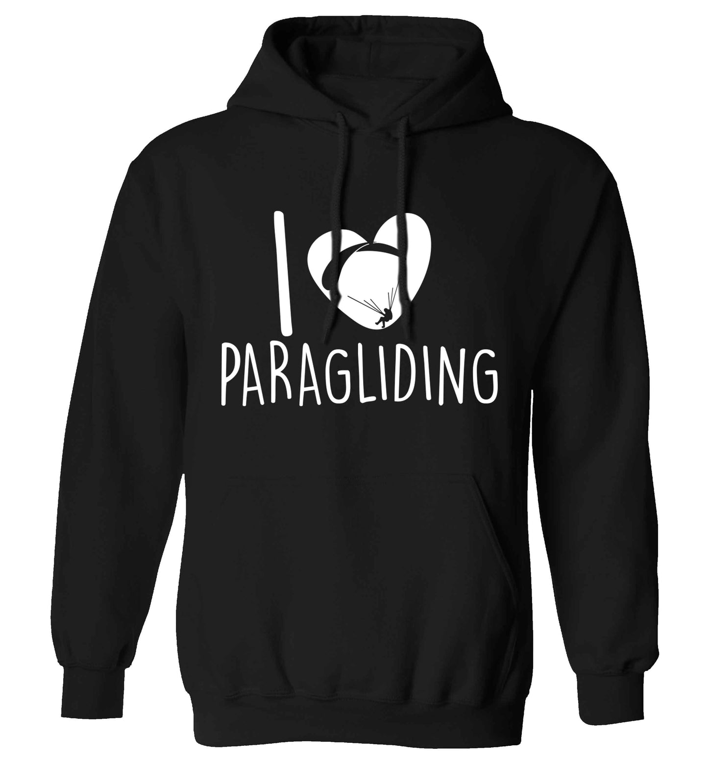 I love paragliding adults unisex black hoodie 2XL