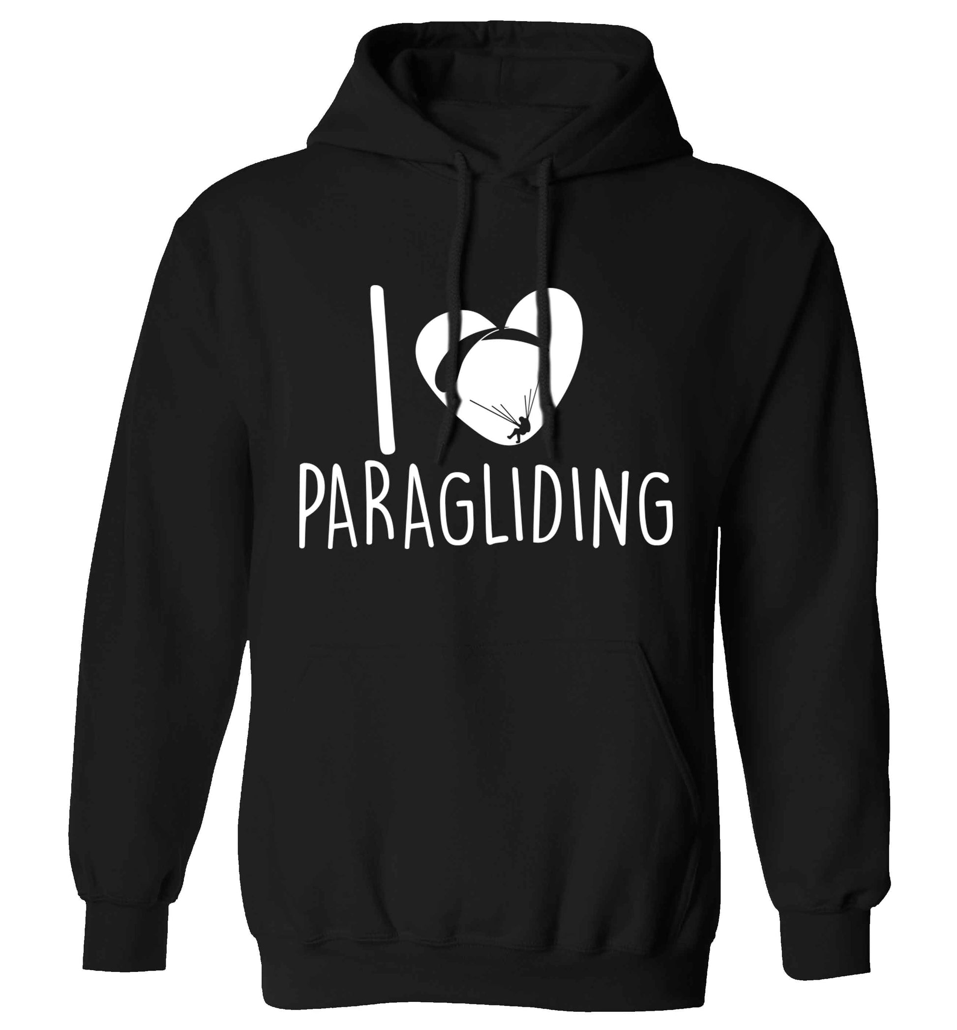I love paragliding adults unisex black hoodie 2XL