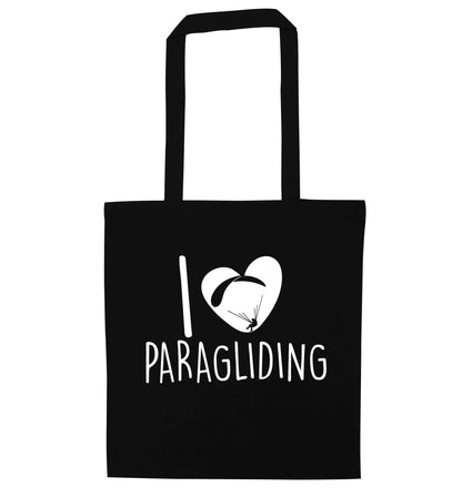 I love paragliding black tote bag