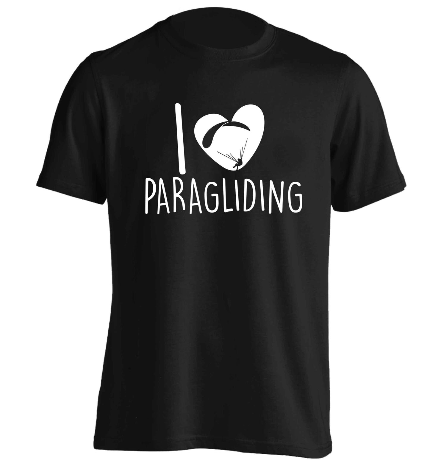 I love paragliding adults unisex black Tshirt 2XL